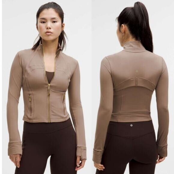LULULEMON Define Cropped Jacket Size 2 Nulu Taupetastic / Gold - Picture 1 of 9